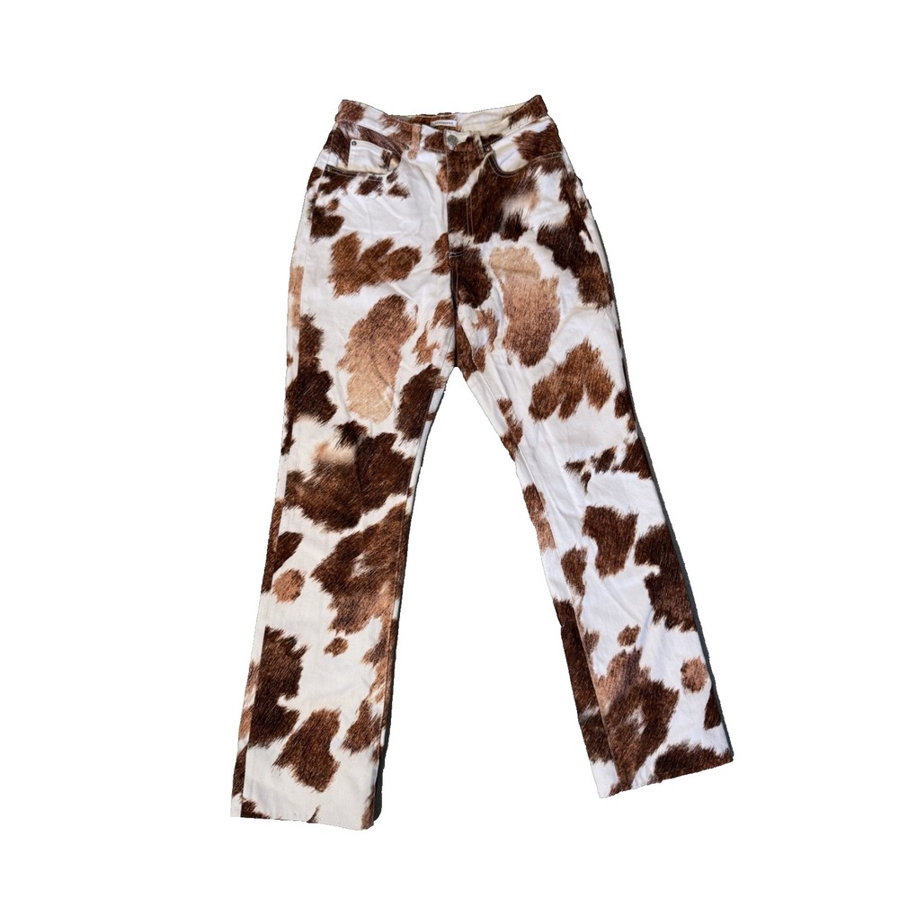 We Wore What Women's Cow Print White and Brown‎ Jeans Sz 27 Rare!